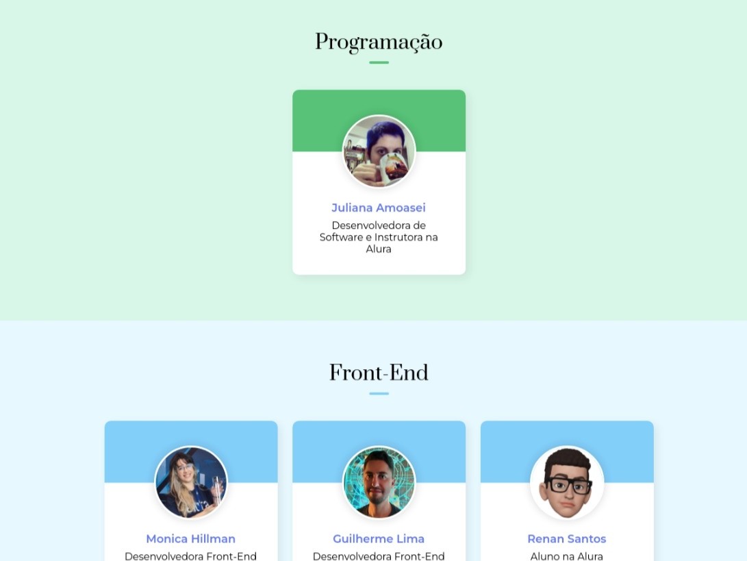 Colabores cadastrados no Organo App